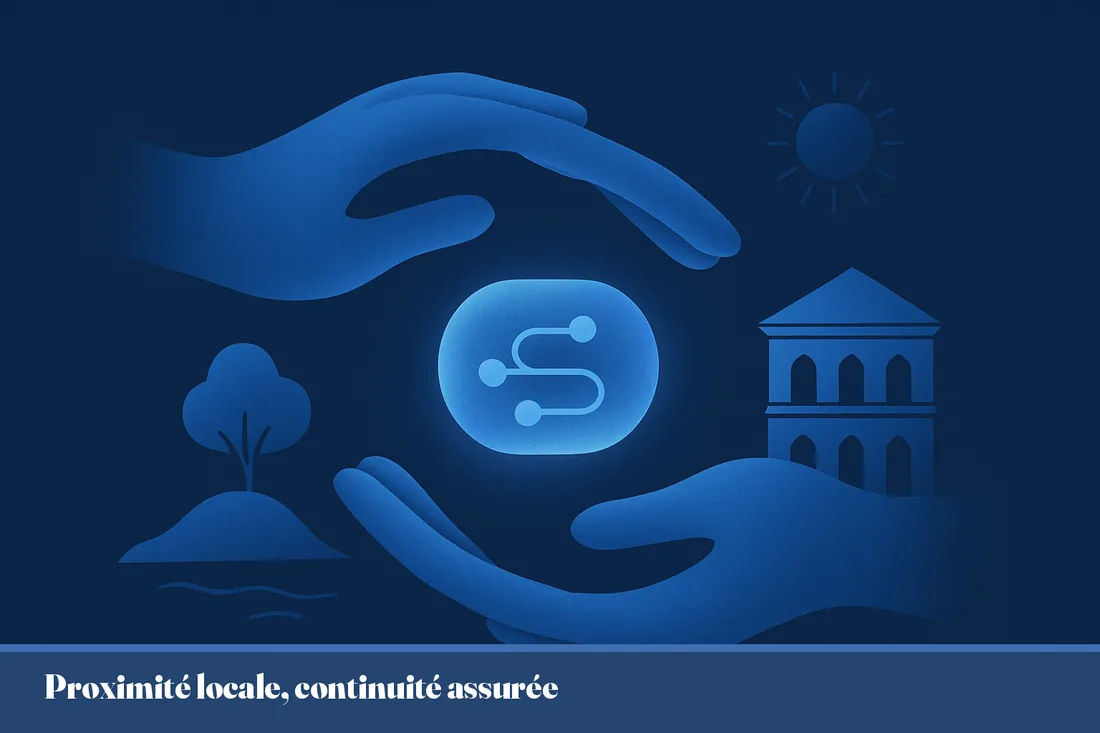 Illustration conceptuelle de la continuité et de la proximité locale des données en bleu marine